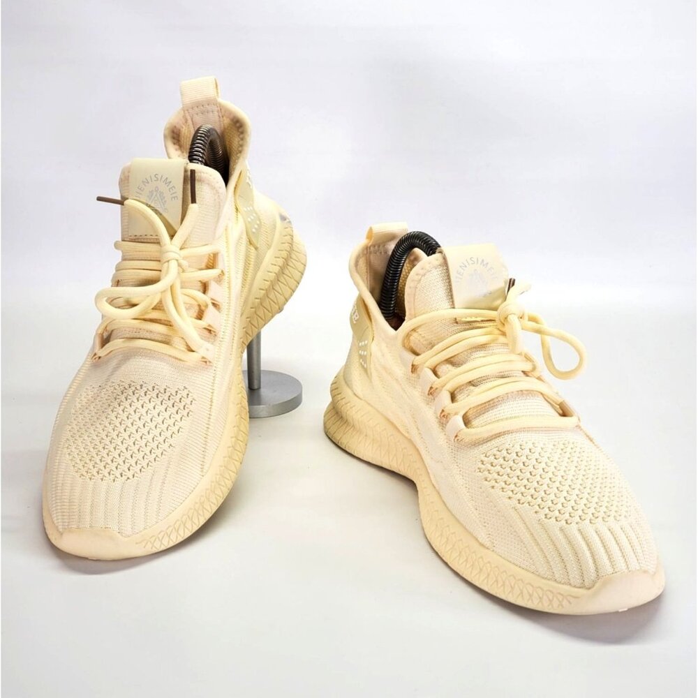 Jienisimeie  Lace-up Front Letter Patch Knit Running Shoes Sz 9.5 1672